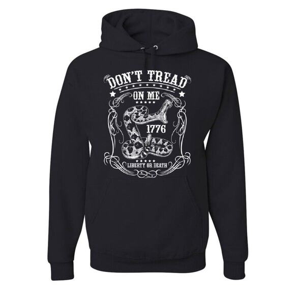 Gildan Black Hoodie with White Graphic - Picture 1 of 7
